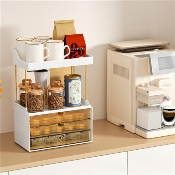 Makeup Organizer 5 Tier Vanity Storage Drawers for Skincare Bathroom Counter - Picture 3 of 7